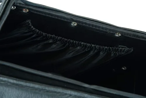 Vista 2 de Maleta impermeable de cuero genuino para motocicleta con funda para pistola en el interior marrón y negro tachuela/sin tachuelas