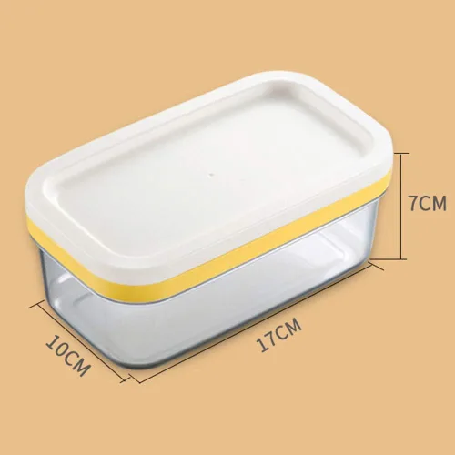 Vista 2 de Mantequillera rectangular con tapa con cortador para cortar y almacenar fácilmente, caja de mantequilla para refrigerar, contenedor de mantequilla