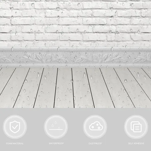 Vista 2 de 2 rollos de papel tapiz autoadhesivo con borde autoadhesivo de espuma blanca, líneas de pared decorativas adhesivas, borde de molduras para zócalos