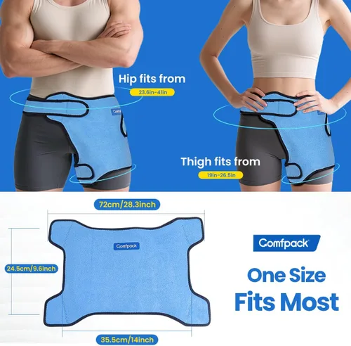 Vista 7 de Comfpack Bolsa de hielo para cadera, manga de compresión fría de gel para lesiones, cirugía de repuesto, ciática, bursitis, dolor flexor de cadera