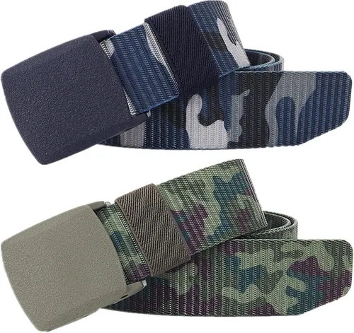 Vista 25 de Cinturón para hombre, cinturón táctico militar de nailon con hebilla sin metal, paquete de 2
