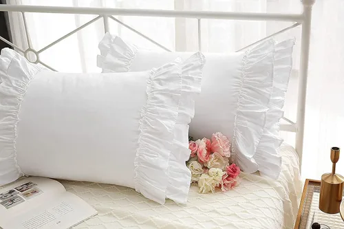 Vista 37 de Fundas de almohada cuadradas a cuadros en blanco y negro con volantes, fundas de almohada a cuadros, fundas de almohada de gingham, fundas