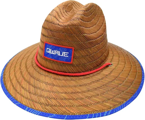 Vista 2 de Qwave Sombrero de paja para hombre, diseño de impresión de pesca, sombreros de sol para hombres que protegen del sol del verano - Sombrero salvavidas
