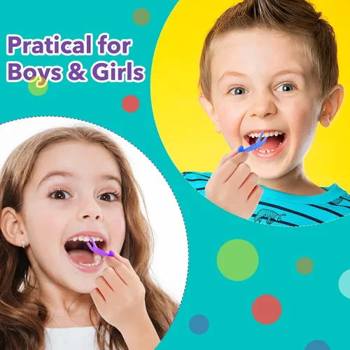 Vista 5 de Lakeyface 300 unidades de hilo dental para niños, lindas púas de hilo dental de jirafa para niños, sin flúor, sin BPA, hilo dental sin sabor, 4