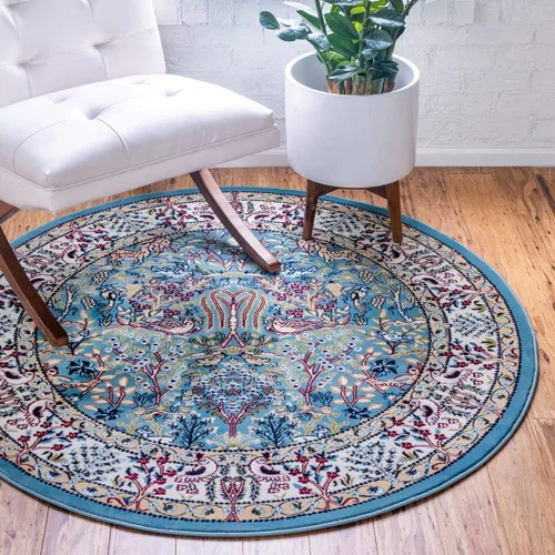 Vista 10 de Unique Loom Colección Narenj - Alfombra de área - Bristol (2' 2" x 3' 1" ovalada, azul/beige)