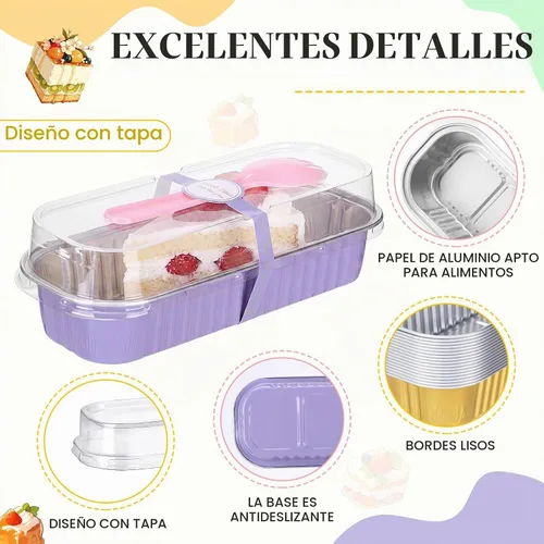 Vista 3 de LemonRoad 300 piezas de mini moldes para pan con tapa y cuchara adhesiva Varios
