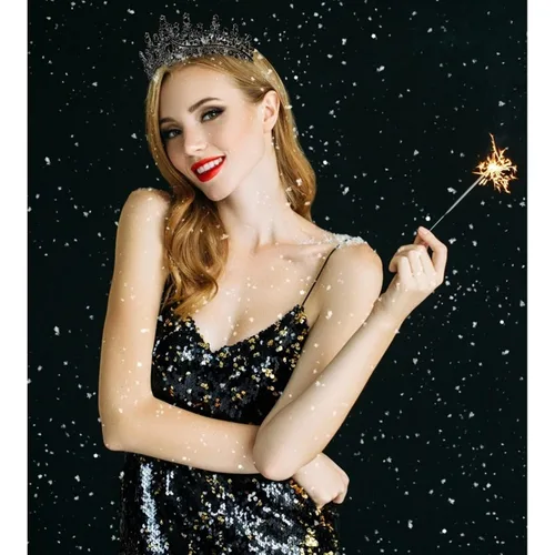 Vista 4 de Velscrun Tiara de cumpleaños de cristal negro para mujeres y niñas, corona de princesa con peines, banda para la diadema de cumpleaños, decoración