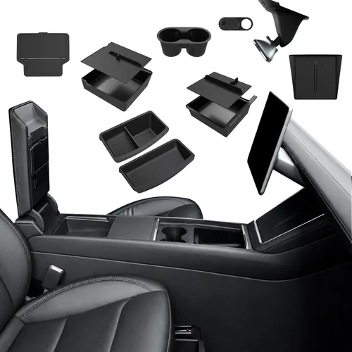 Vista 11 de Organizador de consola central para Tesla Model Y Juniper 2025