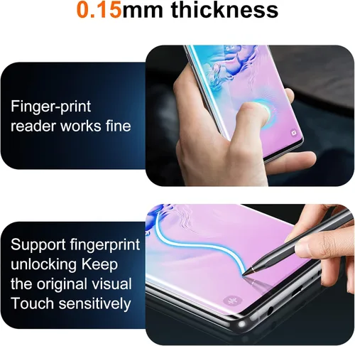 Vista 6 de [Paquete de 3+2] Unique Me compatible con Samsung Galaxy S10 de cobertura completa, protector de pantalla de TPU flexible y protector de lente