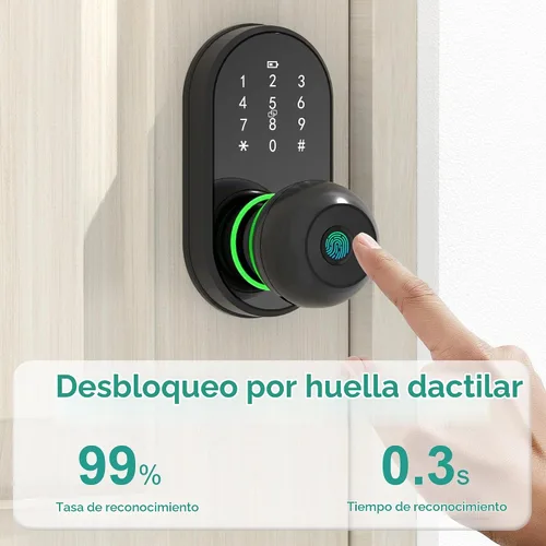 Vista 2 de Smart Door Lock Knob Fingerprint Keypad Keyless Entry Lock for Front Door
