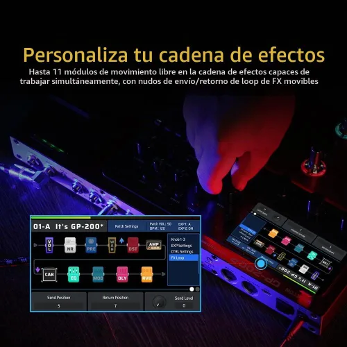 Vista 4 de Valeton GP-200R - Procesador Multi-Efectos Pedal Multi-Efectos para Guitarra Bajo con Pedal de Expresión, FX Loop, MIDI I/O, Modelado