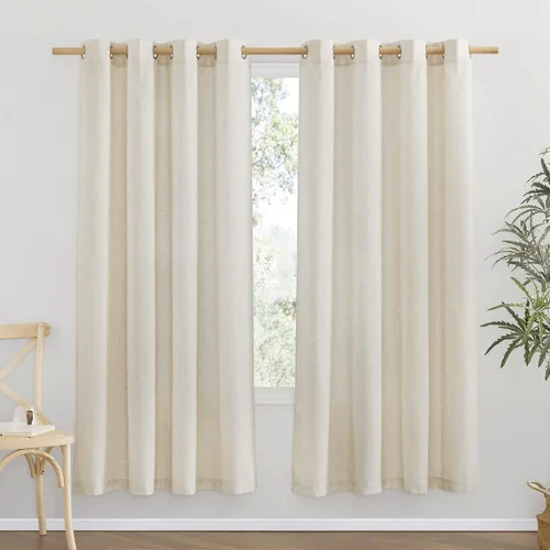 Vista 46 de NICETOWN - Cortinas de lino angora para ventana de cocina sobre el fregadero, con ojales, lino grueso angora, tratamientos cortos para ventanas