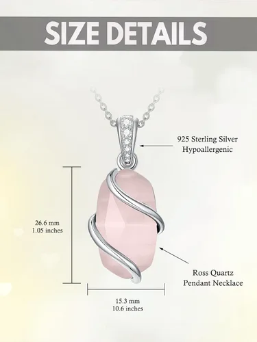 Vista 4 de HPQQ 925 Sterling Silver Necklace for Women Dainty Gemstone Pendant Fine Jewelry Anniversary Birthday Graduation Gifts for Women Women Girls Mom