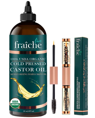 Vista 10 de Live Fraiche Suero de pestañas de aceite de ricino orgánico para el crecimiento del cabello, suero de crecimiento de pestañas de cejas 100% puro