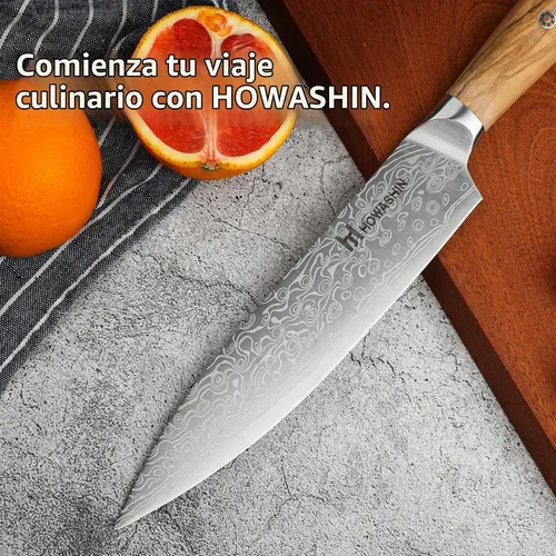 Vista 3 de Juego de cuchillos de cocina, juego de cuchillos de chef japonés 3 piezas dorado