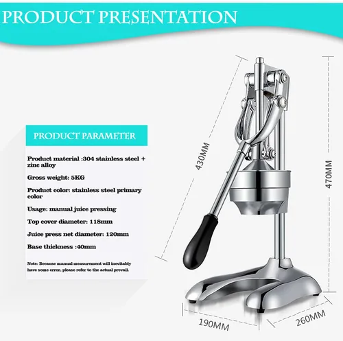 Vista 8 de Exprimidor manual de prensa de cítricos Exprimidor de limón de mano naranja Exprimidor de prensa Exprimidor de frutas y trituradora de frutas