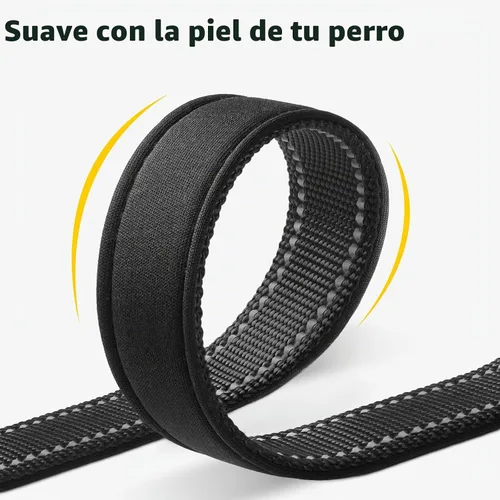 Vista 5 de Joytale Collares para perros personalizados, collar de nailon reflectante con placa de nombre grabada, personalizado para perros pequeños, negro, S