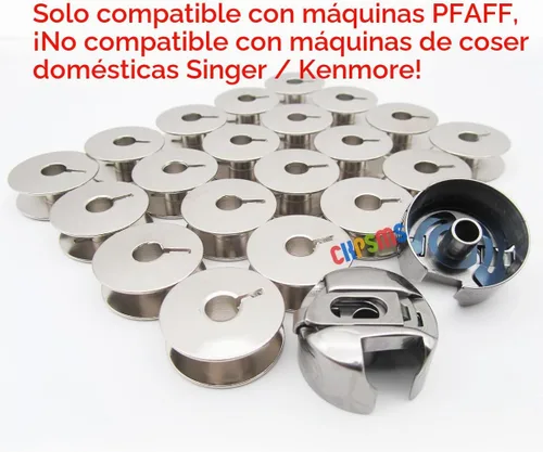 Vista 2 de 20 Bobinas 9033 & 2 Regular Bobbin casos 9076 NBL – para coser Pfaff 138 238 438 1222