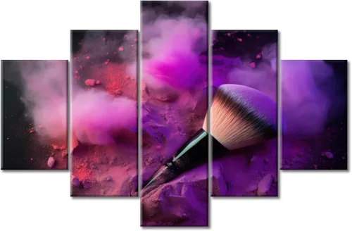 Vista 52 de Póster abstracto de labios de niña, cuadros dorados sobre lienzo, arte de pared, hermosos pósteres e impresiones en lienzo de 5 piezas, arte