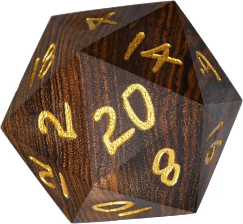 Vista 14 de Juego de dados D&D de sándalo rojo, dados poliédricos de madera natural con caja de lata de metal para juegos de rol y juegos de mesa