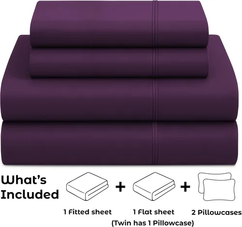 Vista 66 de Pure Bedding Juego de Sábanas Twin - Sábanas de Cama de Microfibra Ultra-Suave 1800 - Doble Cepillado - Bolsillos Profundos - Ajuste Fácil - Extra