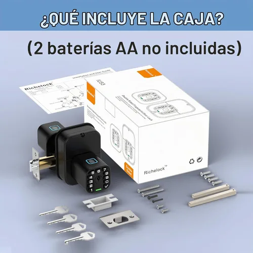 Vista 7 de Richelock IU53 Cerradura de puerta con huellas dactilares y teclado de doble cara, biométrica para todo clima, completamente impermeable con códigos