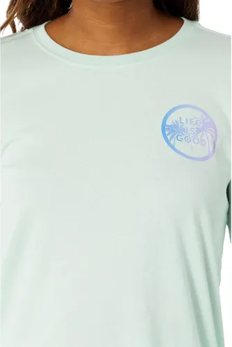 Vista 3 de Life is Good Camiseta de manga larga con palmeras retro para mujer