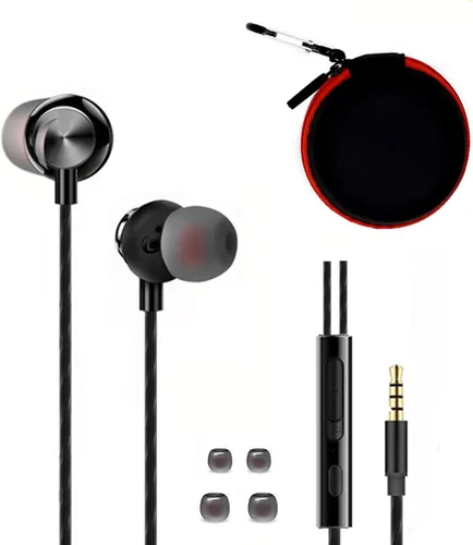 Vista 9 de ApexOne Auriculares intraurales de metal con cable con micrófono, control de volumen y funda de bolsillo, auriculares estéreo con aislamiento