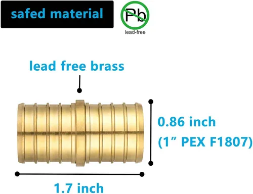 Vista 3 de PEX Fittings - Conector de acoplamiento recto de 1 pulgada, PEX F1807 de 1 pulgada a 1 pulgada PEX F1807 de latón