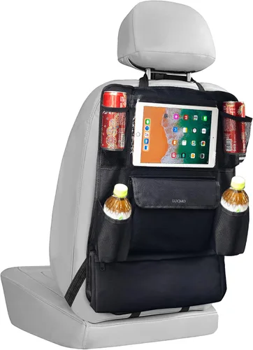 Vista 22 de LUCMO Organizador de asiento trasero de coche con soporte para tableta - 2 piezas, organizador de almacenamiento de coche con 6 bolsillos