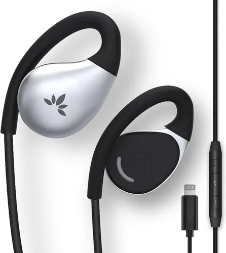 Vista 10 de Avantree Resolve (Tamaños Pequeño y Grande) – Pack de 2 Auriculares de botón con cable de oído abierto con micrófono en línea, ajuste cómodo