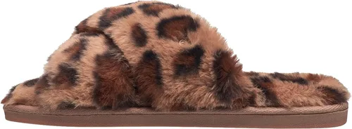 Vista 2 de NINE WEST Zapatillas cruzadas de piel sintética para las mujeres diapositivas de la casa del dedo del pie abierto Leopard