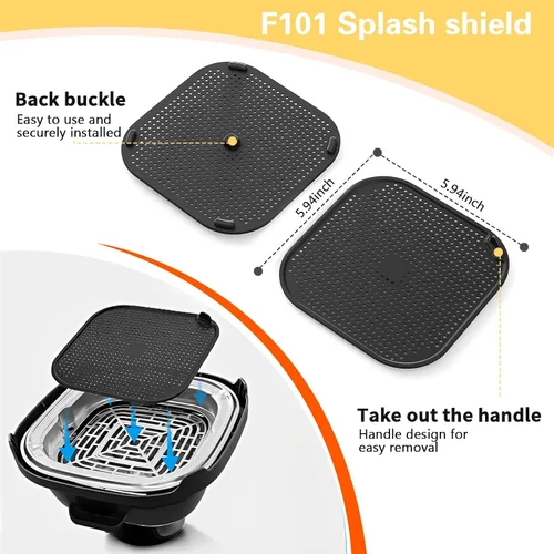 Vista 2 de 2 Piezas de Pantalla Antisalpicaduras para Freidora de Aire Ninja, Accesorios Combinados de Silicona para Ninja Crispi Fn101, Piezas de Reemplazo