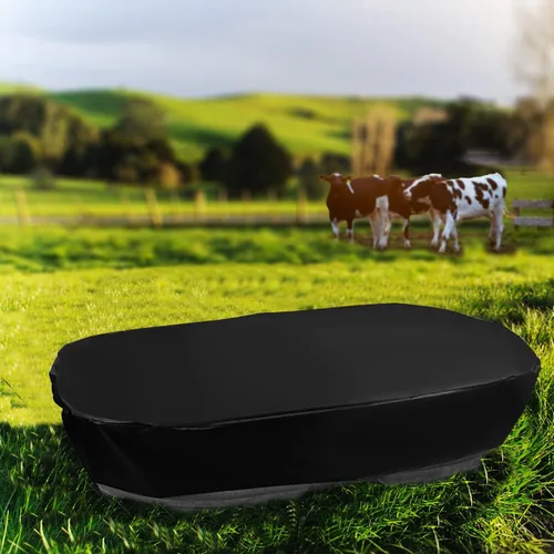 Vista 6 de TOYMIS Cubierta para tanque de almacenamiento ovalada resistente al calor, impermeable, negra, 52.8 x 31.5 x 11.8 pulgadas, personalizada, sólida