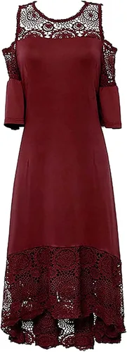 Vista 6 de MOBCTG Vestidos de talla grande para la iglesia de mujer, vestido de manga corta con volantes, vestido sin tirantes, talla L-5XL
