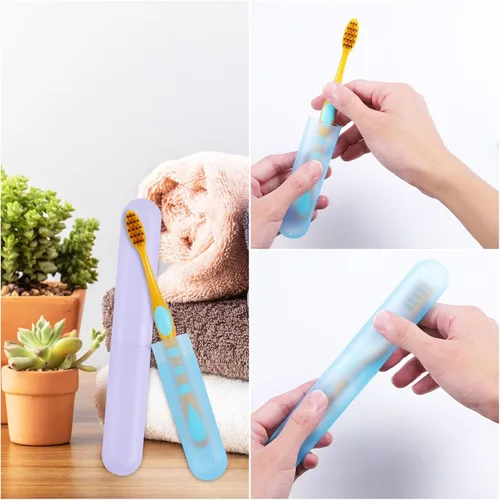 Vista 4 de Juego de 20 fundas para cepillos de dientes, soporte portátil para cepillos de dientes transpirable, caja de almacenamiento de cepillos de dientes a