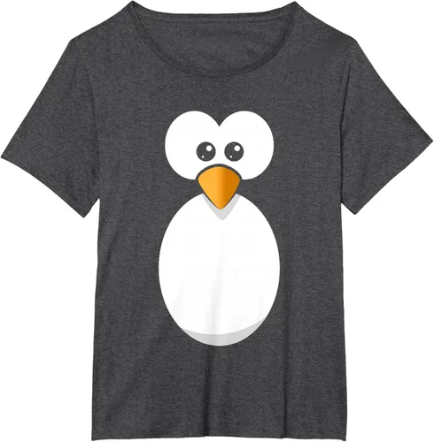 Vista 23 de Camiseta divertida con diseño de cara de pingüino o disfraz fácil, color negro, talla S