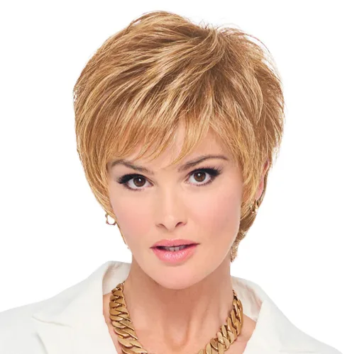 Vista 16 de Raquel Welch - Peluca corta Bob atada a mano feroz y enfocada por Hairuwear, gorra de tamaño medio, castaño iluminado por el sol RL10/12