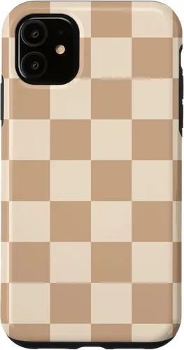 Vista 14 de Funda de tablero de ajedrez marrón beige claro para iPhone 14 Pro