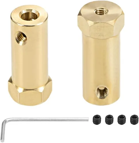 Vista 5 de uxcell Acoplador hexagonal de 0.118 in de diámetro del motor hexagonal de latón conector de acoplamiento para ruedas de coche, neumáticos, motor