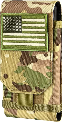Vista 13 de Funda Táctica Molle para Teléfono, Funda de Cinturón con Asa de Bucle Resistente con Parche de Bandera para iPhone 17 Pro Max/Air/17 Pro/17/16 Pro
