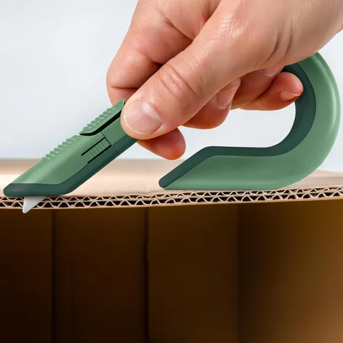 Vista 3 de Corte de caja Slice, cuchillo utilitario de potencia industrial, cuchilla de cerámica segura que dura 11 veces más que la de metal, color salvia, 1