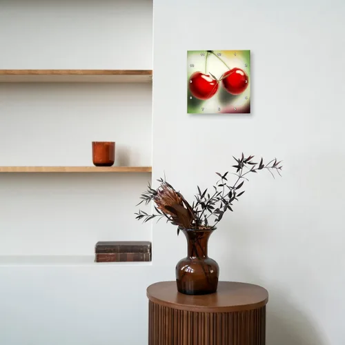 Vista 8 de 3dRose DPP_53520_1 Reloj de pared con diseño de cerezas rojas y frutas, 10 x 10 pulgadas