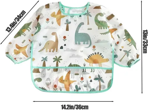 Vista 3 de PandaEar Paquete de 5 baberos de manga larga para bebé, babero impermeable de manga completa para bebés de 6 a 36 meses