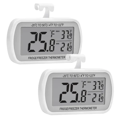 Vista 8 de 2 Pack Termómetro de Refrigerador y Heladera Digital, Termómetro para Sala de Refrigeración Impermeable, Pantalla LCD Grande, Función de Registro