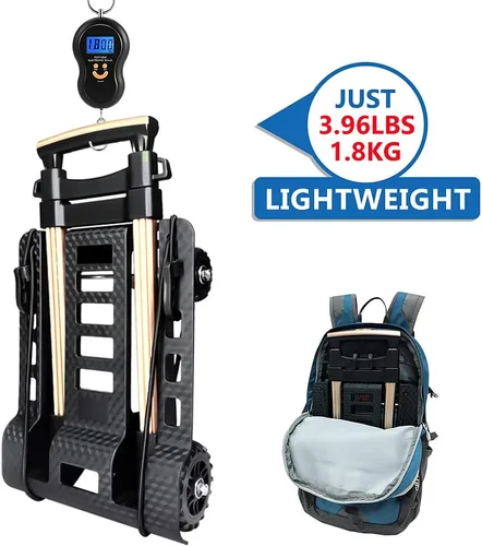 Vista 6 de Carro de mano plegable, portátil, compacto, con 154.3 lbs/155 libras, resistente, 4 ruedas, construcción sólida, mango ajustable para mudanzas