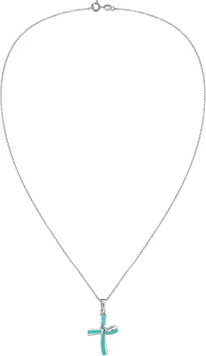 Vista 4 de infinity Twist Cruz IMitación Turquesa Collar Con Colgante De Plata De Ley 925.