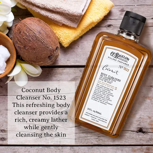 Vista 4 de C.O. Bigelow Coconut Apothecary Duo - Juego de regalo para el cuidado de la piel, gel de baño y loción corporal, jabón líquido y loción hidratante