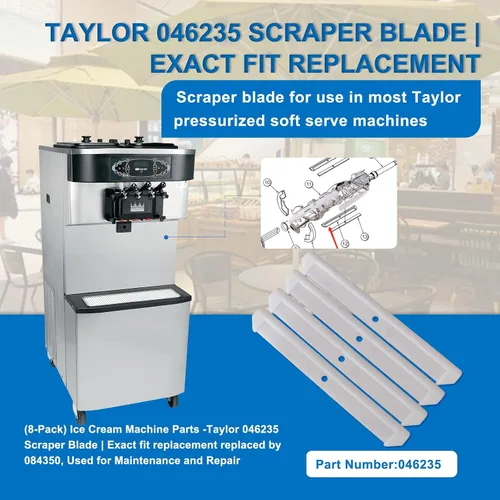 Vista 3 de Paquete de 8 cuchillas raspadoras 046235 Accesorios para máquina de helados, cuchillas raspadoras de repuesto para modelos Taylor 875X C706