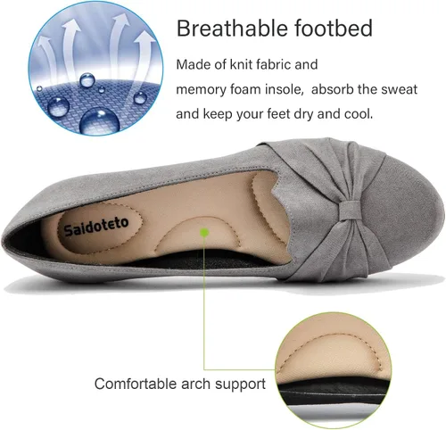 Vista 2 de Saidoteto Zapatos planos de ballet para mujer, cómodos zapatos de vestir con punta redonda para mujer